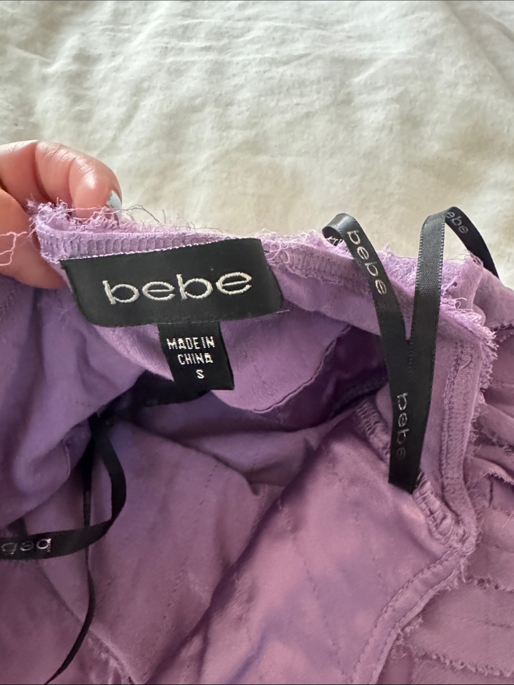 Y2K bebe Lilac Tie-Halter Layered Tank - Picture 2 of 3